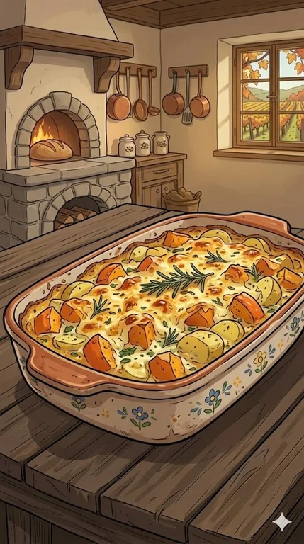 Kürbisauflauf mit Kartoffeln