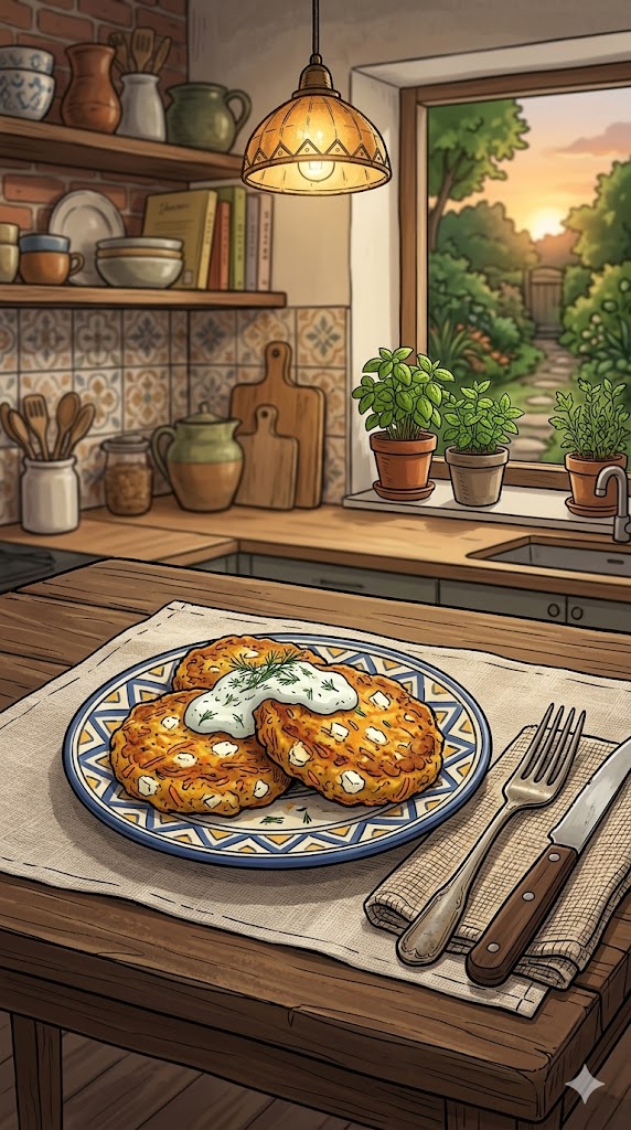Kichererbsenbratlinge mit Möhren und Feta