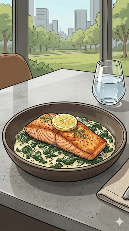 Lachs auf Spinat