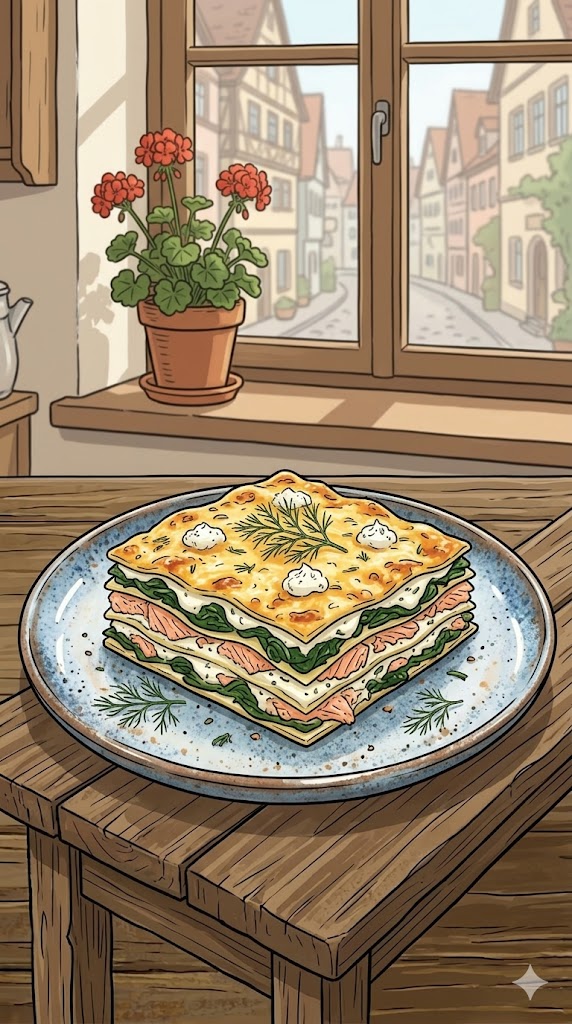 Lachs-Spinat-Lasagne mit Frischkäsecreme