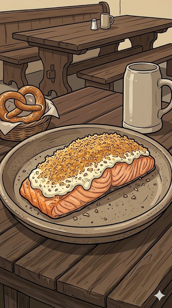 Lachsfilet mit Sahnemeerrettich und Semmelbrösel Topping