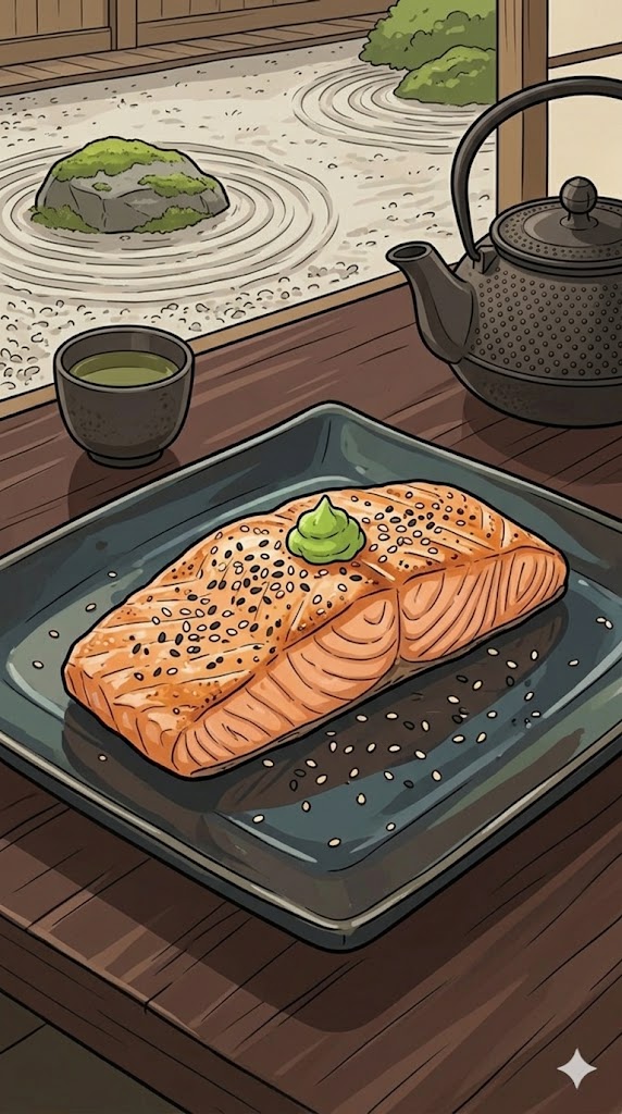 Lachsfilet mit Wasabi und Sesam