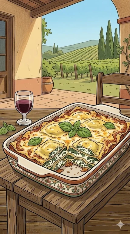 Lasagne mit Ravioli, Ricotta & Spinat
