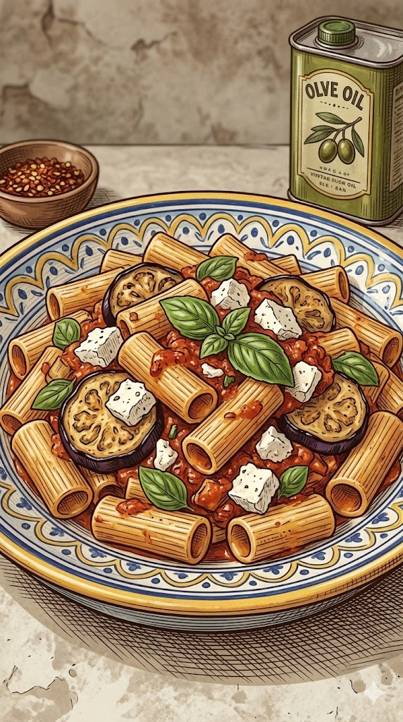 Pasta alla Norma mit Rigatoni