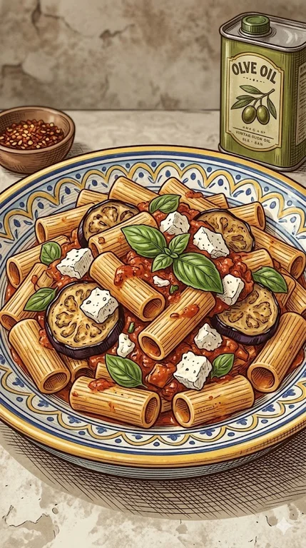 Pasta alla Norma mit Rigatoni
