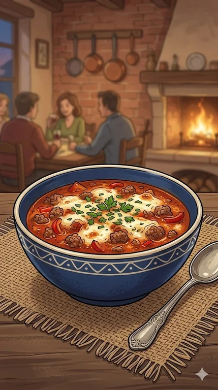 Pizzasuppe mit Hackfleisch (Pizzasuppe Rezept mit Hackfleisch)