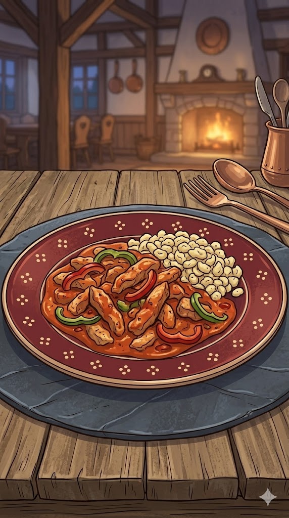 Putengeschnetzeltes mit Paprika Rahmsoße