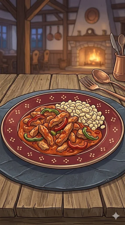 Putengeschnetzeltes mit Paprika Rahmsoße