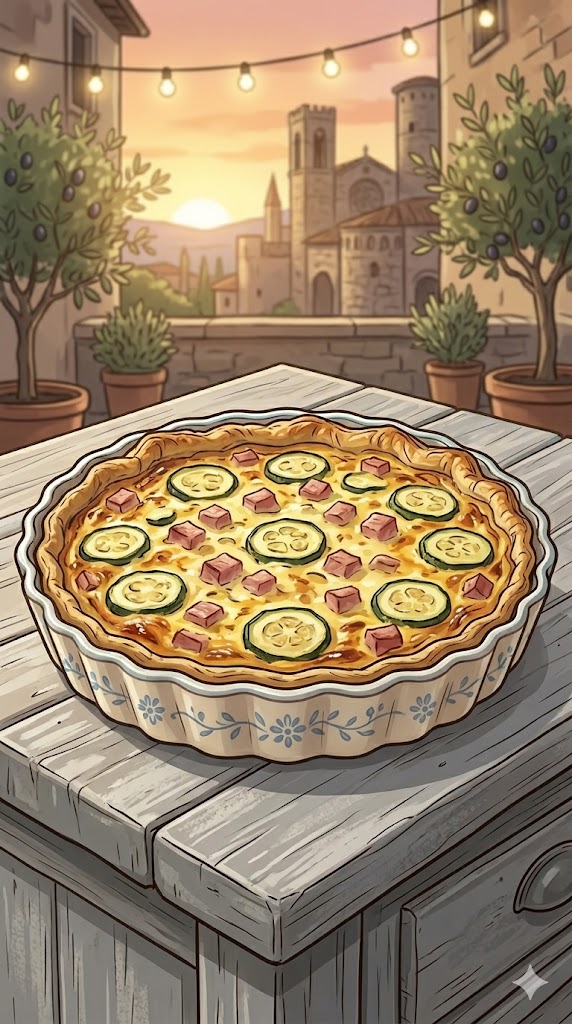 Quiche mit Zucchini und Schinken