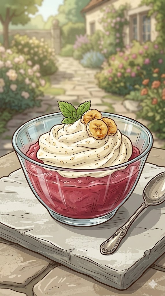 Rhabarber Dessert mit Bananensahne