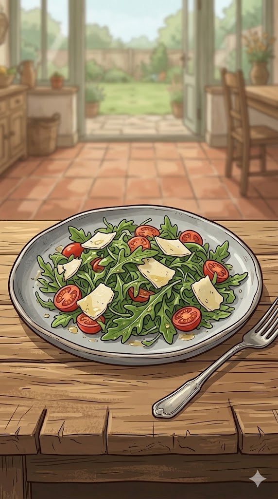 Rucola-Salat mit Tomaten und Parmesan