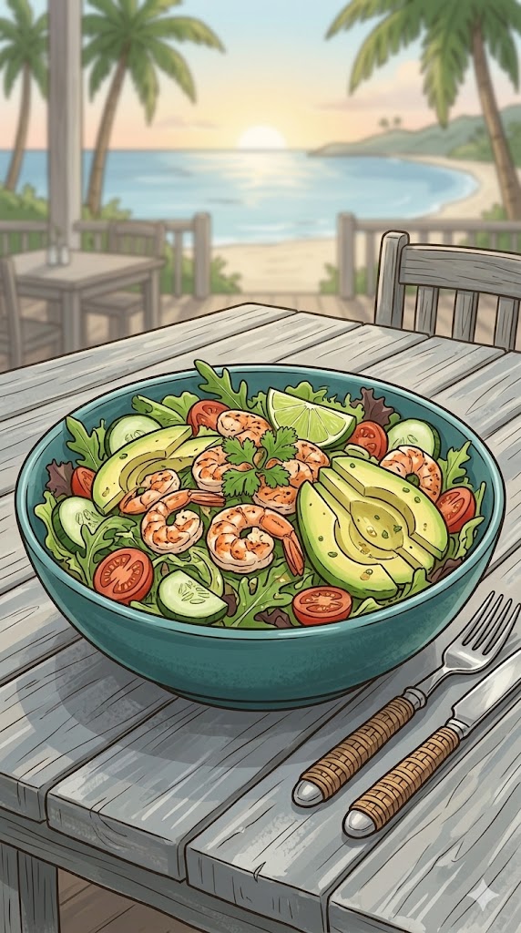 Salat mit Garnelen und Avocado