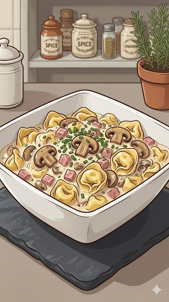 Schinken Champignon Sahnesauce mit Tortellini