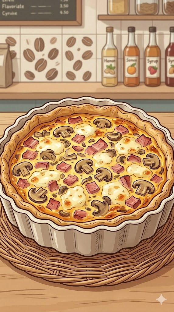Schinken Quiche mit Champignons und Mozzarella