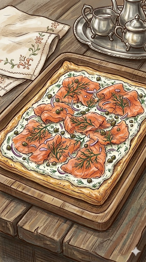 Schwedenpizza aus Blätterteig mit Lachs