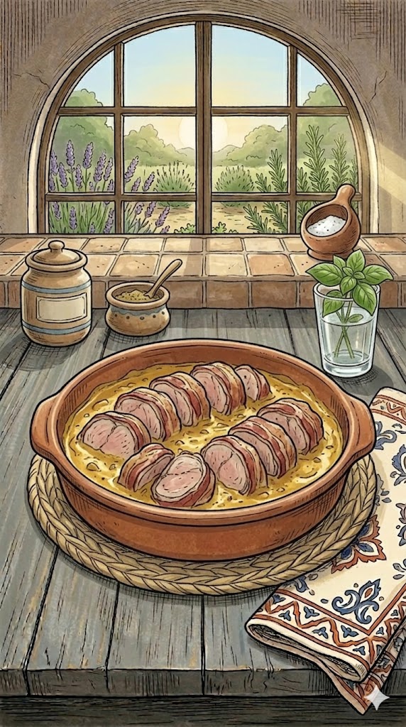 Schweinefilet mit Bacon in Currysahne