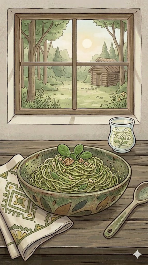 Spaghetti mit Feldsalat Pesto
