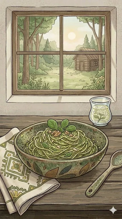 Spaghetti mit Feldsalat Pesto