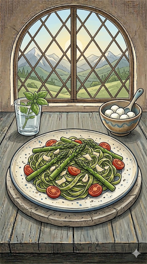 Spargel-Pasta mit grünem Spargel
