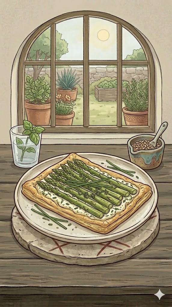 Spargel-Tarte mit grünem Spargel