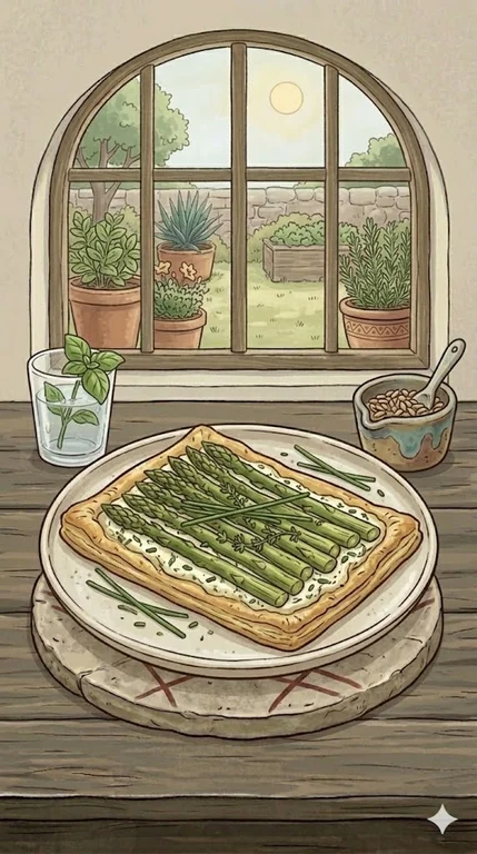 Spargel-Tarte mit grünem Spargel