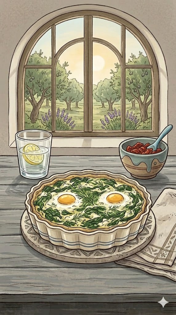Spinattorte mit Ricotta und Ei-Nester