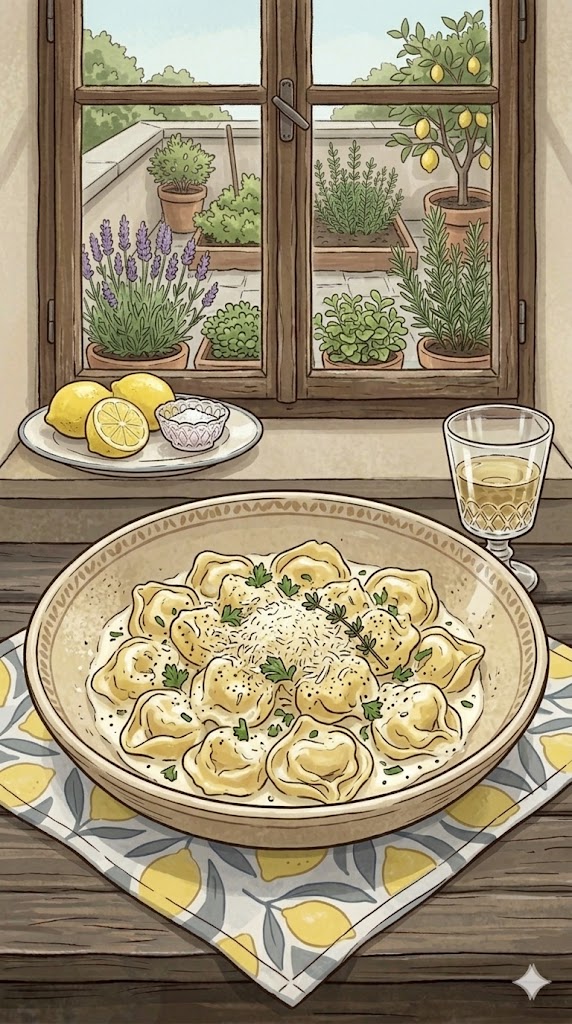 Tortelloni in Zitronensauce