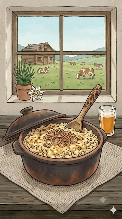 Käsespätzle mit Röstzwiebeln (Käsespätzle Rezept mit Röstzwiebeln)