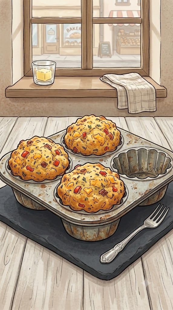 Herzhafte Muffins mit Schinken und Käse