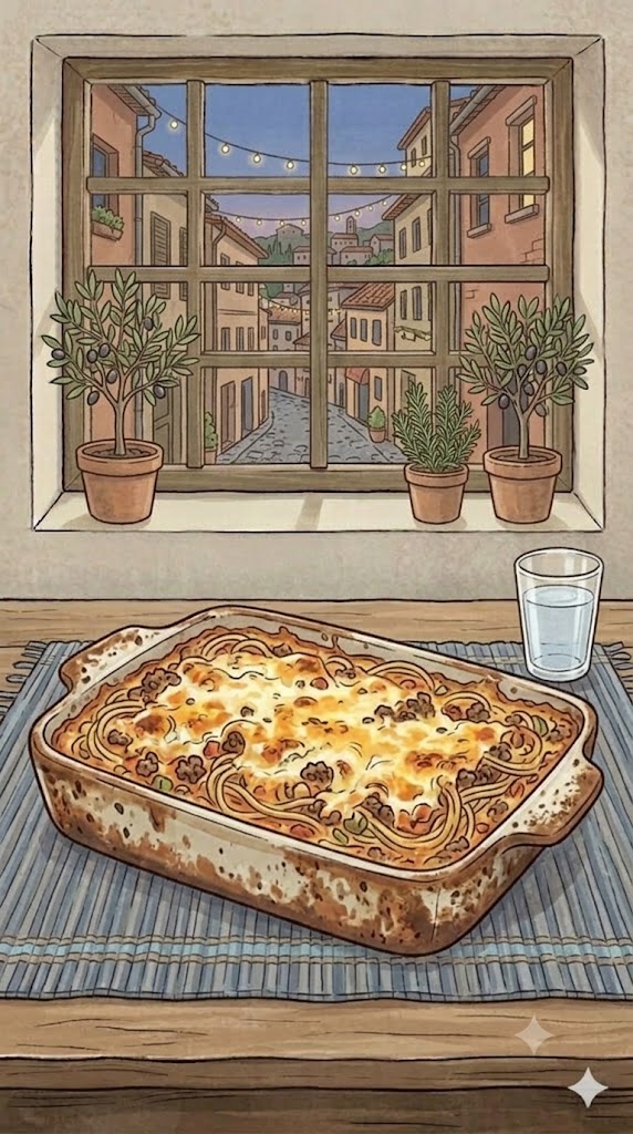Nudel Auflauf mit Spaghetti und Hackfleischsoße