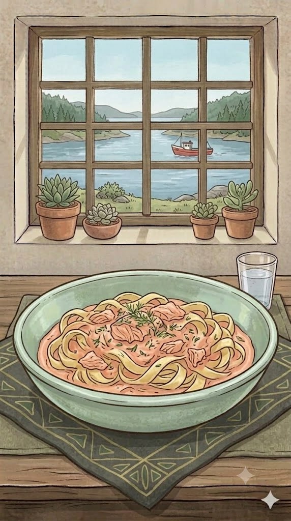 Nudeln mit Lachs Sahne Soße