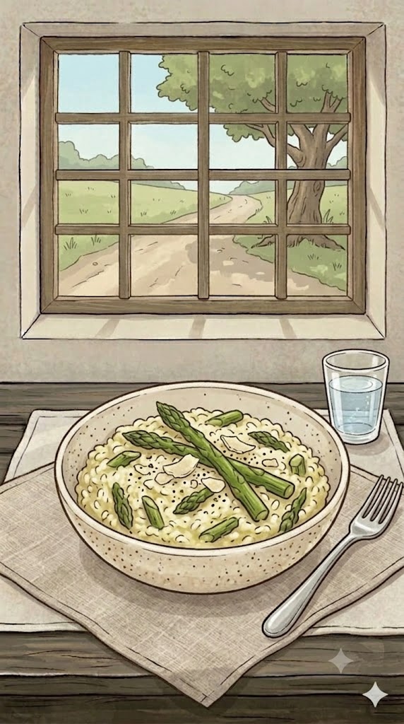 Ofenrisotto mit grünem Spargel und Estragon