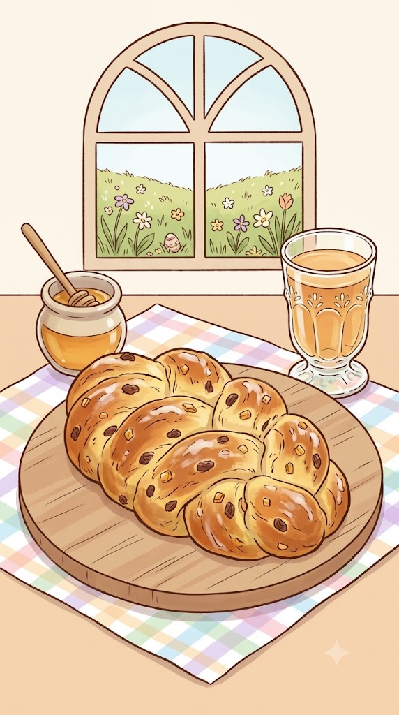Osterbrot mit Rosinen und Mandeln