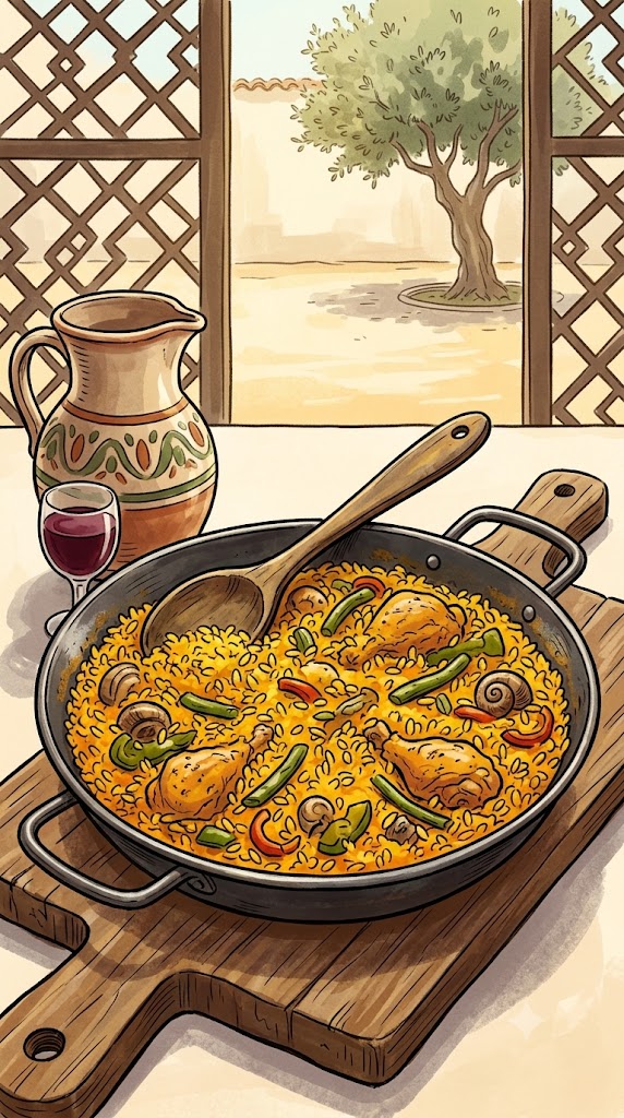 Paella mit Hähnchen und Meeresfrüchten