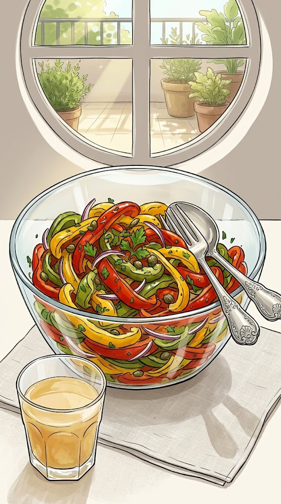 Paprikasalat mit würzigem Dressing