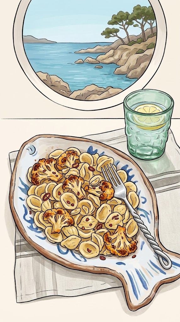 Pasta mit Blumenkohl in pikanter Erdnüssbutter­soße
