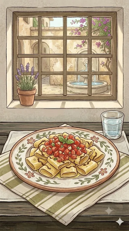 Pasta mit Bruschetta und Hähnchenstreifen