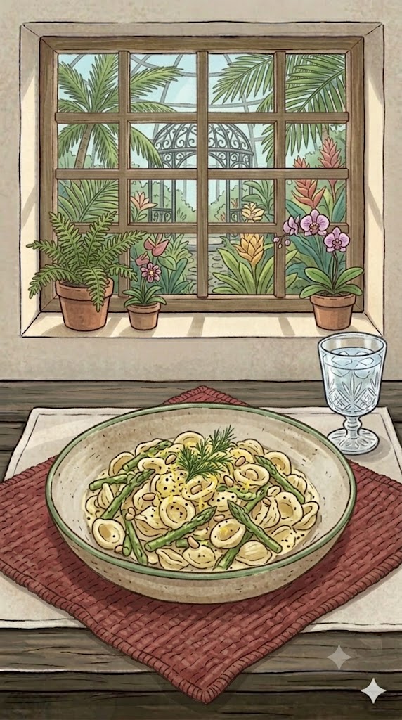 Pasta mit grünem Spargel in Weißwein Parmesansauce