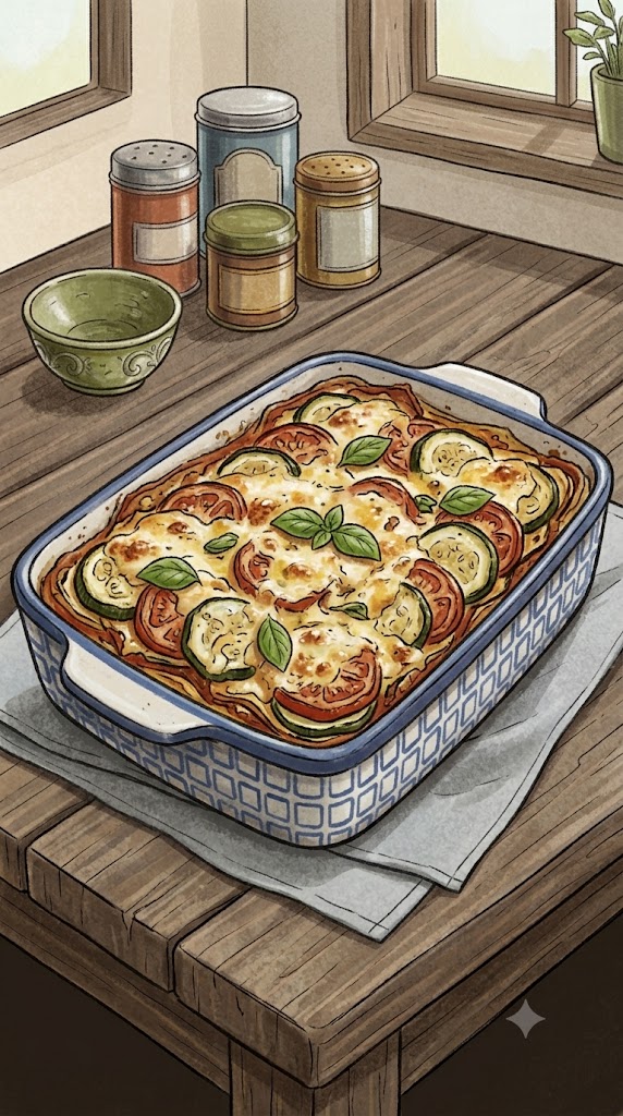 Tomaten Zucchini Auflauf mit Mozzarella