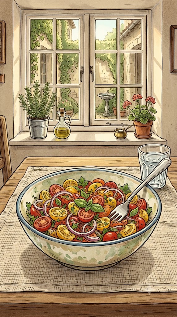 Tomatensalat mit Zwiebeln