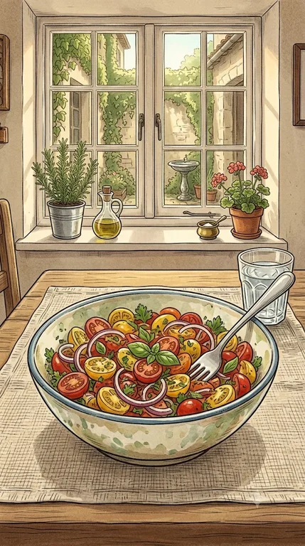 Tomatensalat mit Zwiebeln