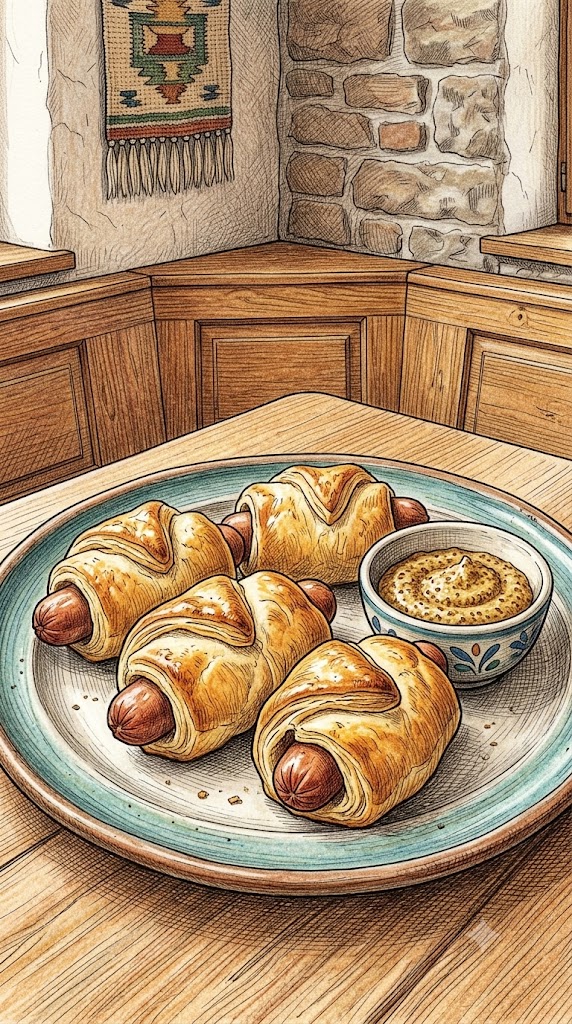 Würstchen im Schlafrock mit Blätterteig