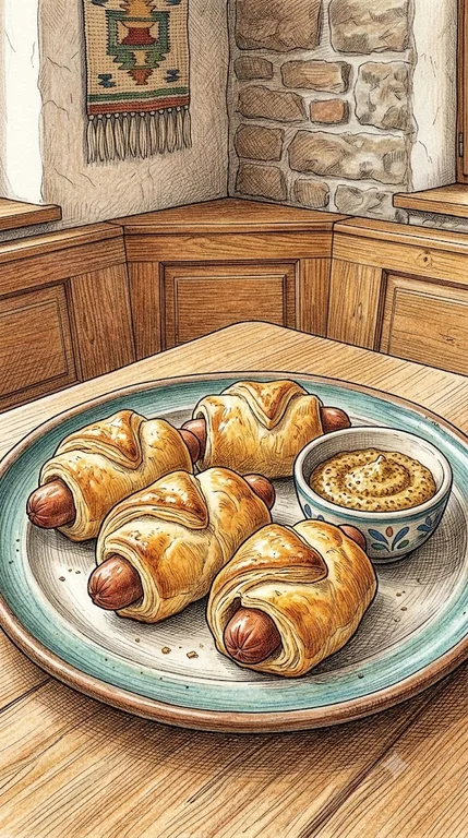 Würstchen im Schlafrock mit Blätterteig
