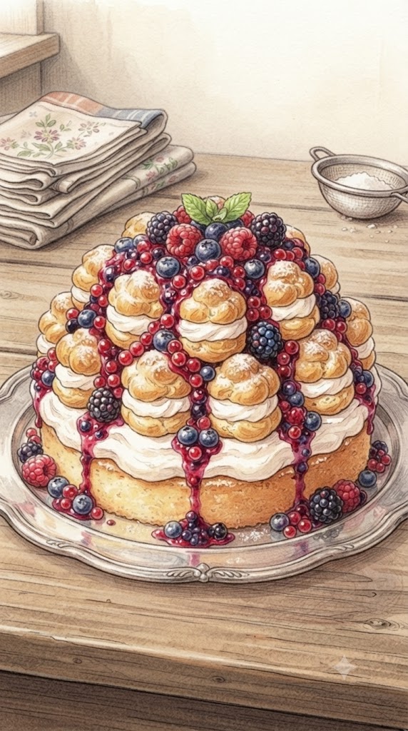 Windbeuteltorte mit Beeren
