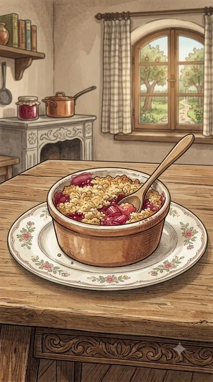Rhabarber-Crumble mit süßen Streuseln