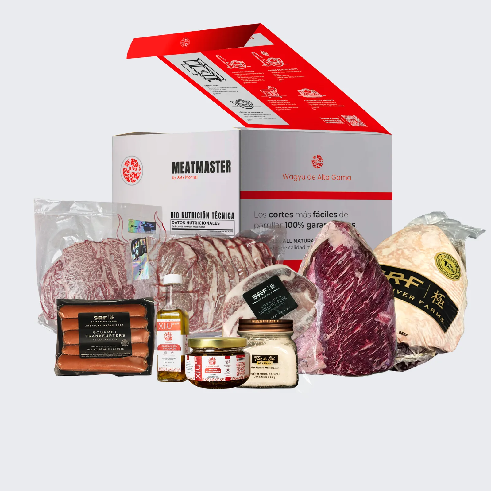 WAGYU SRF: RIB STRIP, CHUCK ROLL, RIB EYE, PICAÑA, COW BOY Y SALCHICHA