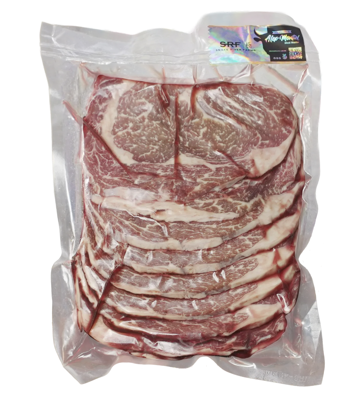 RIB EYE REBANADO PAQUETE 1 KG AMERICAN WAGYU CROSS SRF