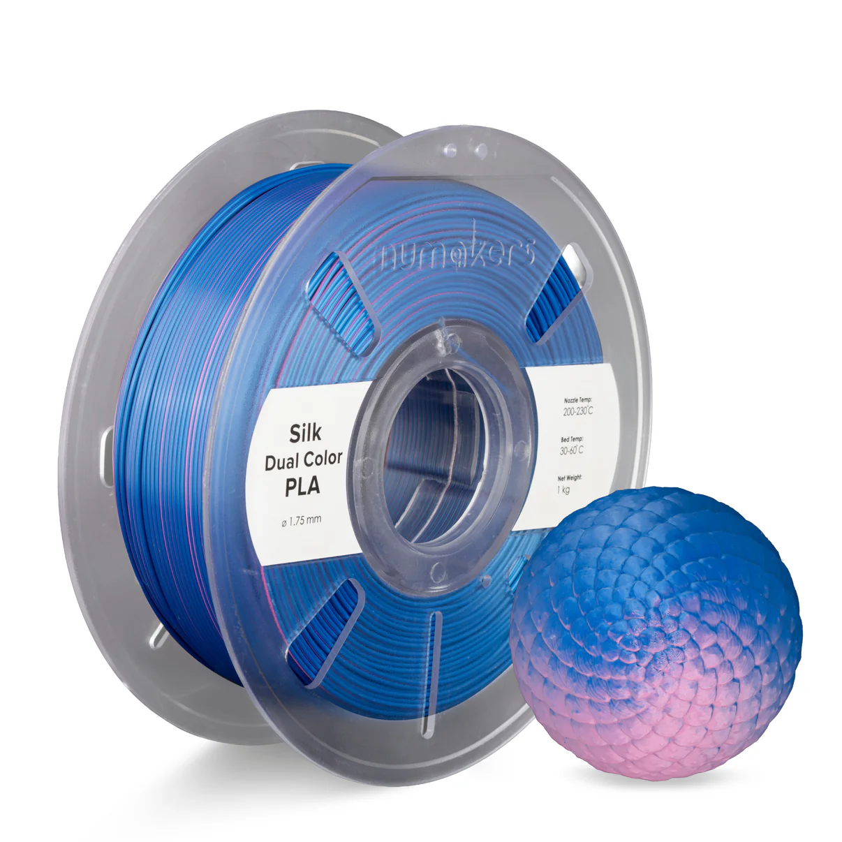 Dual-Color Silk PLA Blue Magenta Filament 1.75 mm 1 kg