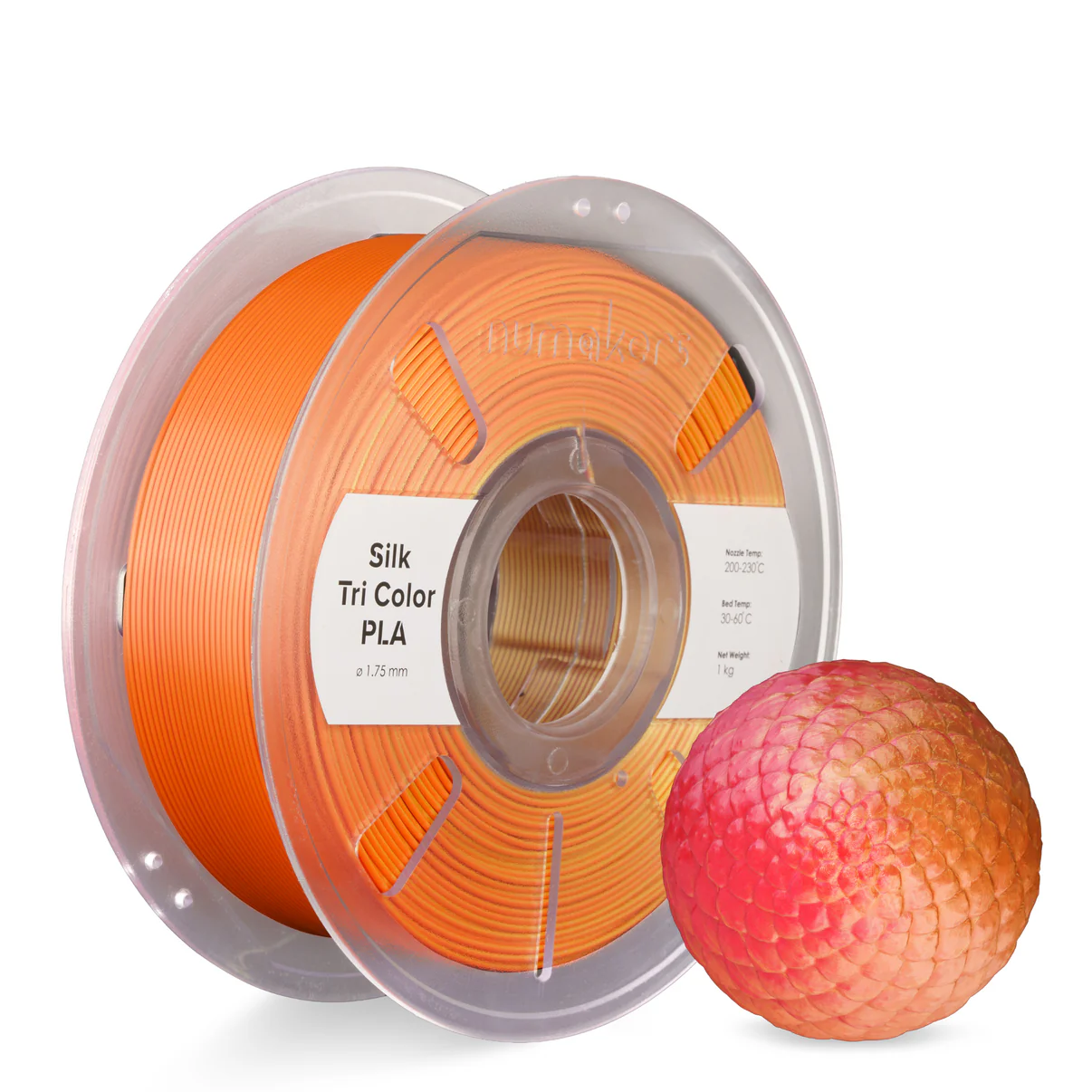 Tri-Color Silk PLA Red-Orange-Gold Filament 1.75 mm 1 kg