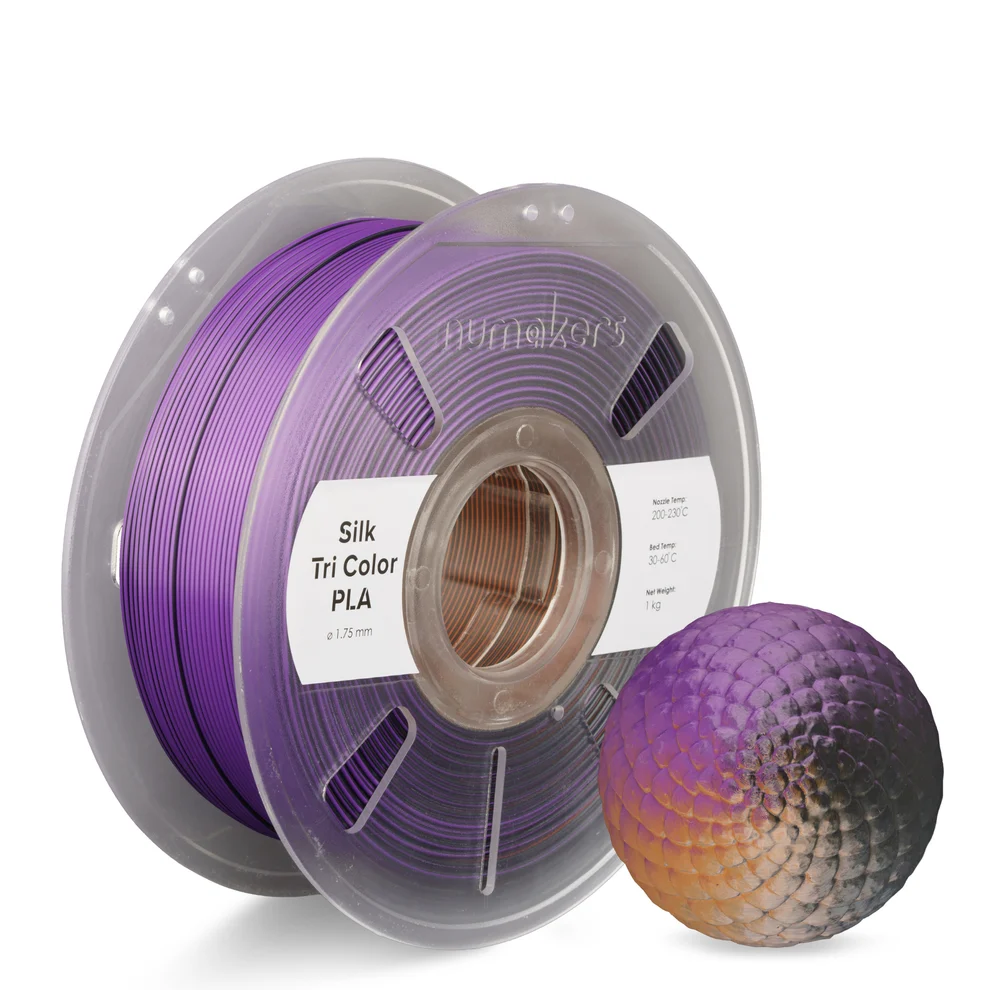 Tri-Color Silk PLA Black Purple Orange Filament 1.75 mm 1 kg